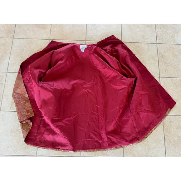Vtg Nolan Miller Kimono Silk Metallic Orange Tapestry Jacket 2X - Picture 5 of 10
